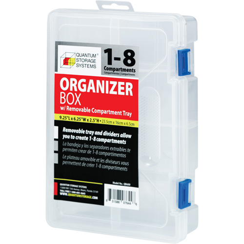 Plastic Compartment Box, 6.25" W x 9.25" D x 2.2" H, 8 Compartments Sécurité Médic