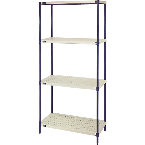 Wire Shelving Unit with Plastic Shelves, Wire Frame with Plastic Shelves, Boltless, 600 lbs. Capacity, 30" W x 72" H x 18" D Sécurité Médic