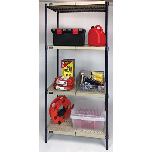 Wire Shelving Unit with Plastic Shelves, Wire Frame with Plastic Shelves, Boltless, 600 lbs. Capacity, 30" W x 72" H x 18" D Sécurité Médic