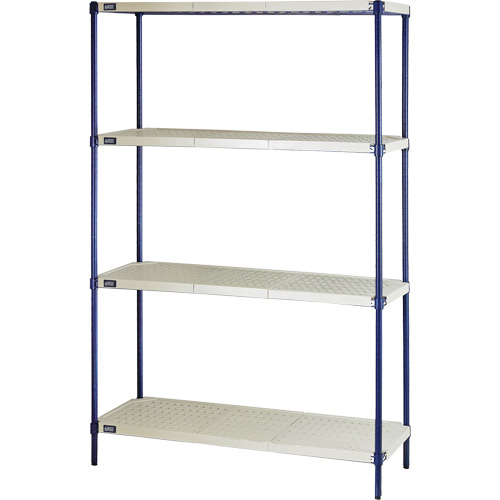 Wire Shelving Unit with Plastic Shelves, Wire Frame with Plastic Shelves, Boltless, 600 lbs. Capacity, 48" W x 72" H x 18" D Sécurité Médic