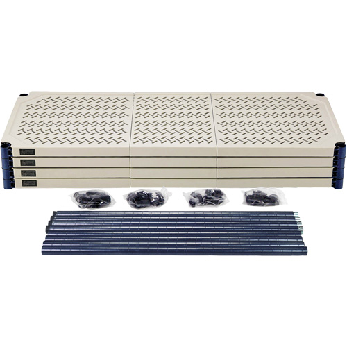 Wire Shelving Unit with Plastic Shelves, Wire Frame with Plastic Shelves, Boltless, 600 lbs. Capacity, 48" W x 72" H x 18" D Sécurité Médic