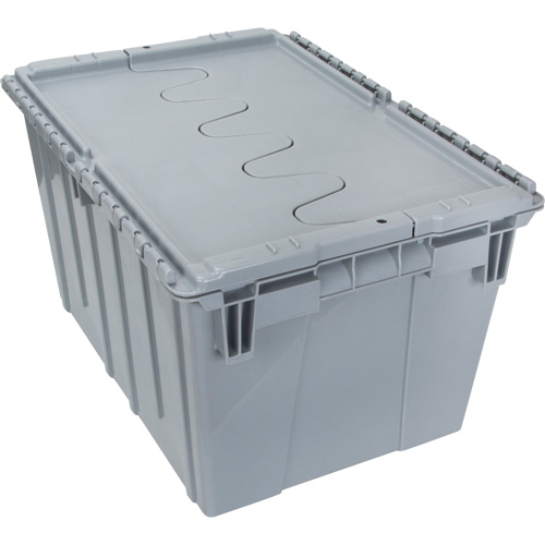 Flip Top Plastic Distribution Container, 21.65" x 15.5" x 12.5", Grey Sécurité Médic