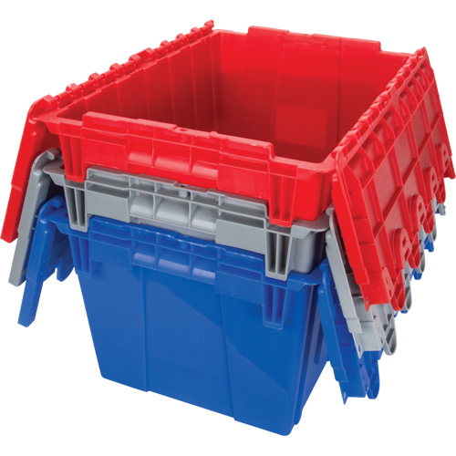 Flip Top Plastic Distribution Container, 21.65" x 15.5" x 12.5", Grey Sécurité Médic