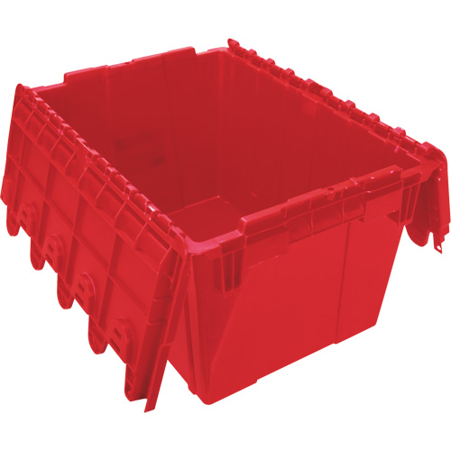Contenant de distribution en plastique avec dessus basculant, 21,65" x 15,5" x 12,5", Rouge Sécurité Médic