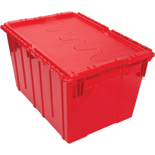 Contenant de distribution en plastique avec dessus basculant, 21,65" x 15,5" x 12,5", Rouge Sécurité Médic