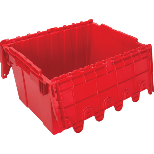 Contenant de distribution en plastique avec dessus basculant, 21,65" x 15,5" x 12,5", Rouge Sécurité Médic