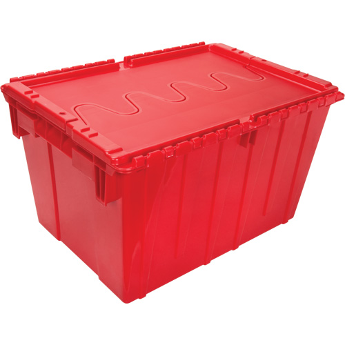 Contenant de distribution en plastique avec dessus basculant, 21,65" x 15,5" x 12,5", Rouge Sécurité Médic