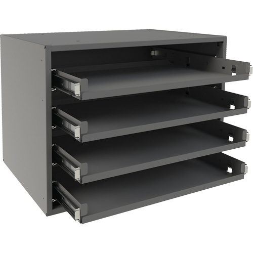 Small Bearing Rack, Steel, 4 Slots, 15-9/16" W x 11-7/8" D x 11-5/16" H, Grey Sécurité Médic
