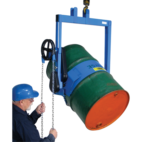 Leveurs de baril - Inclinaison &agrave; engrenages, Baril de 55 gal. US (45 gal. imp.), Capacit&eacute; 2000 lb/907 kg Sécurité Médic