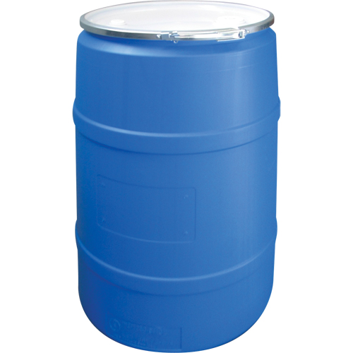 Barils en poly&eacute;thyl&egrave;ne, 55 gal. US (45 gal. imp.), Dessus ouvert, Bleu Sécurité Médic