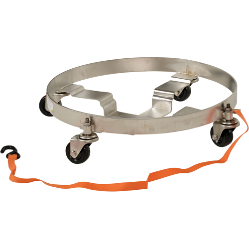 Chariots &agrave; &eacute;tages multiples pour baril, Acier inoxydable, Capacit&eacute;e 900 lb, Diam&egrave;tre 23-1/2", Roue en Caoutchouc Sécurité Médic