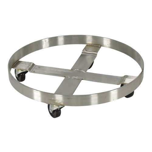 Chariots pour barils, Acier inoxydable, Capacit&eacute;e 800 lb, Diam&egrave;tre 23-1/4", Roue en Caoutchouc Sécurité Médic