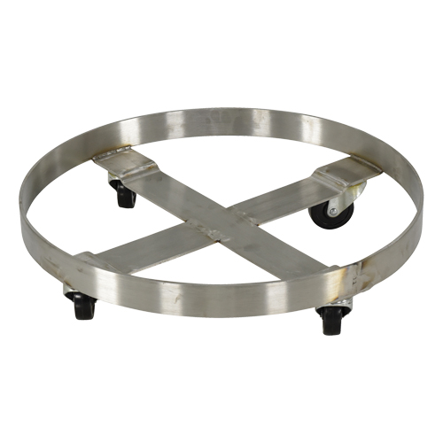 Chariots pour barils, Acier inoxydable, Capacit&eacute;e 800 lb, Diam&egrave;tre 23-1/4", Roue en Caoutchouc Sécurité Médic