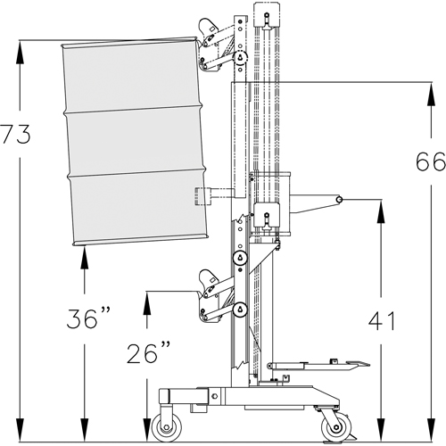 Ergonomic Drum Handler High Reach - DM-1100-HR, 30 - 85 US Gal. (25 - 70 Imperial Gal.) Sécurité Médic