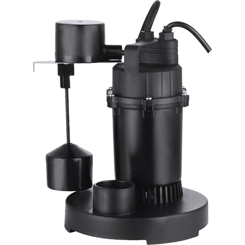 Pompe de puisard submersible thermoplastique, 2560 gal./h, 115 V, 4,6 A, 1/3 CV Sécurité Médic