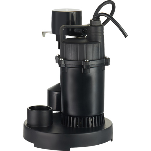 Pompe de puisard submersible thermoplastique, 2560 gal./h, 115 V, 4,6 A, 1/3 CV Sécurité Médic