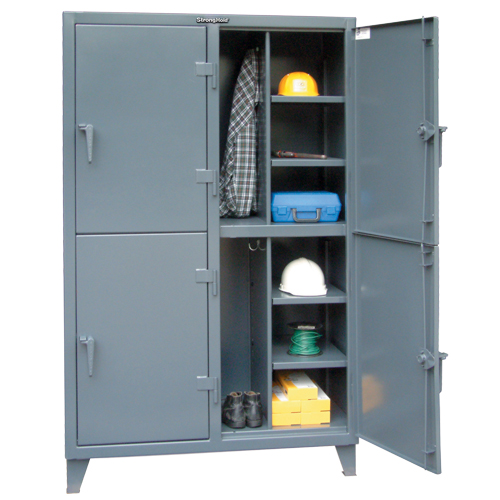 Heavy-Duty Locker, Steel, 8 Shelves, 72" H x 50" W x 24" D, Grey Sécurité Médic