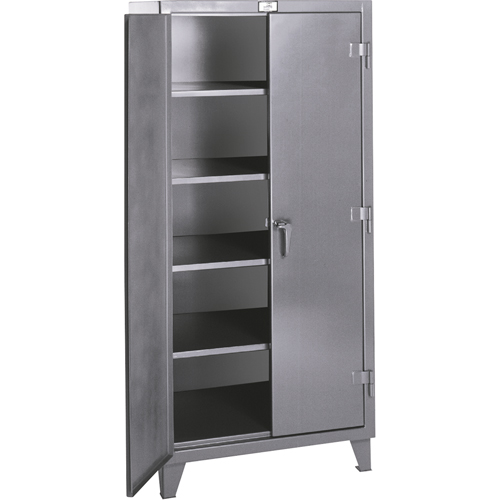Armoires de rangement Rough & Tough, Acier, 4 Tablettes, 72" h x 60" la x 24" P, Gris Sécurité Médic