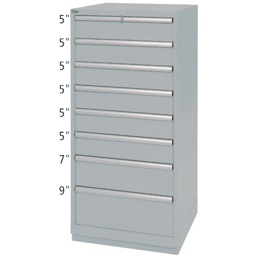Armoires de rangement avec tiroirs, 8 tiroirs, 28-1/4" la x 28-1/2" p x 59-1/2" h, Gris Sécurité Médic