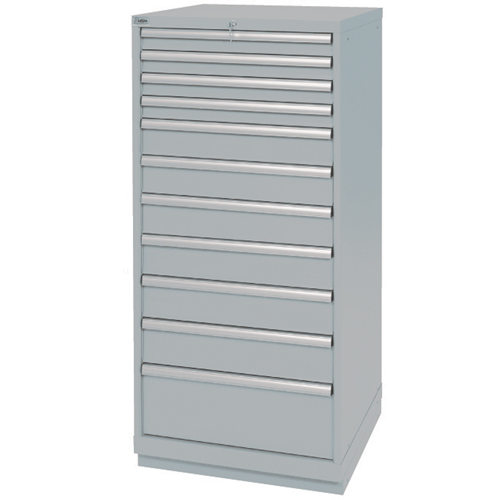 Drawer Cabinets, 11 Drawers, 28-1/4" W x 28-1/2" D x 59-1/2" H, Grey Sécurité Médic
