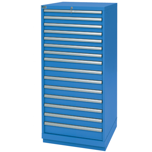 Drawer Cabinets, 15 Drawers, 28-1/4" W x 28-1/2" D x 59-1/2" H, Bright blue Sécurité Médic