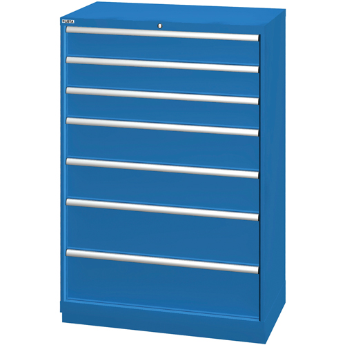 Drawer Cabinets, 7 Drawers, 40-1/4" W x 22-1/2" D x 59-1/2" H, Bright blue Sécurité Médic