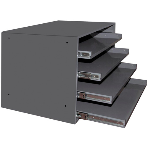 Compartment Box Cabinets, Steel, 4 Slots, 20" W x 15-3/4" D x 15" H, Grey Sécurité Médic