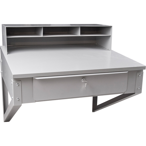 Wall-Mounted Shop Desk, 34-1/2" W x 28" D x 31" H, Grey Sécurité Médic