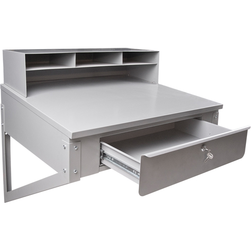 Wall-Mounted Shop Desk, 34-1/2" W x 28" D x 31" H, Grey Sécurité Médic