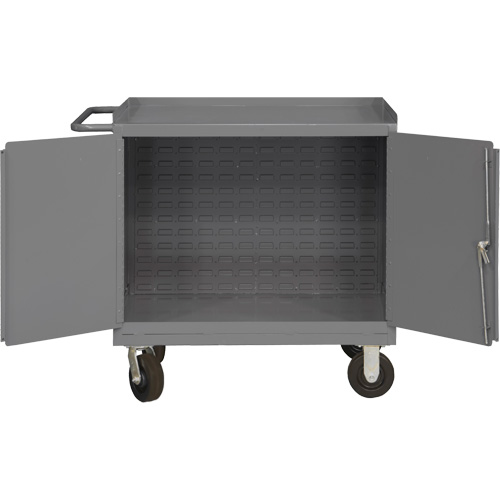 Armoire d'&eacute;tabli mobile avec panneau arri&egrave;re &agrave; persiennes, Acier Surface Sécurité Médic