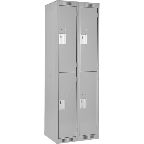 Casiers Clean Line, 2 niveaux, Bloc de 2, 24" x 18" x 72", Acier, Gris, Rivet (assembl&eacute;) Sécurité Médic