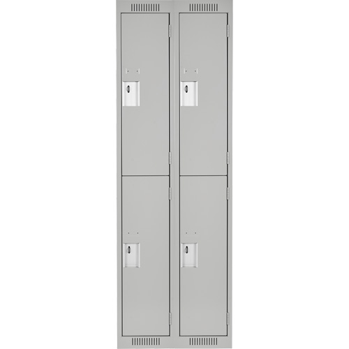 Casiers Clean Line, 2 niveaux, Bloc de 2, 24" x 18" x 72", Acier, Gris, Rivet (assembl&eacute;) Sécurité Médic