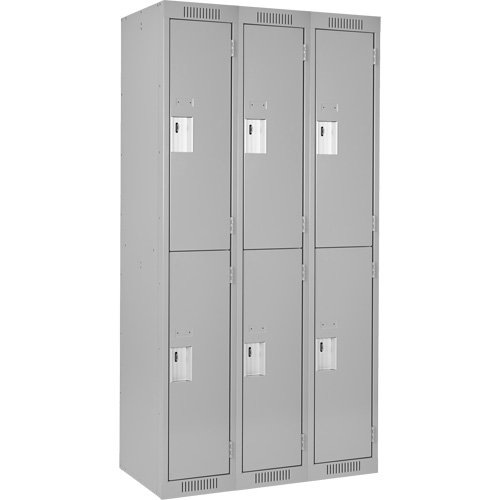 Clean Line Lockers, 2 -tier, Bank of 3, 36" x 18" x 72", Steel, Grey, Rivet (Assembled) Sécurité Médic