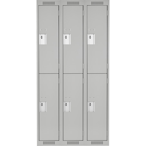 Clean Line Lockers, 2 -tier, Bank of 3, 36" x 18" x 72", Steel, Grey, Rivet (Assembled) Sécurité Médic