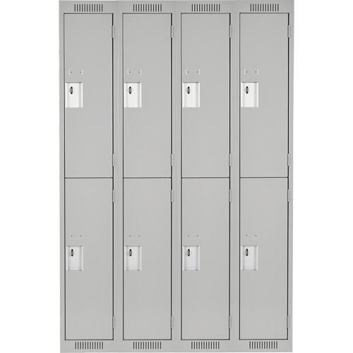 Casiers Clean Line, 2 niveaux, Bloc de 4, 48" x 18" x 72", Acier, Gris, Rivet (assembl&eacute;) Sécurité Médic