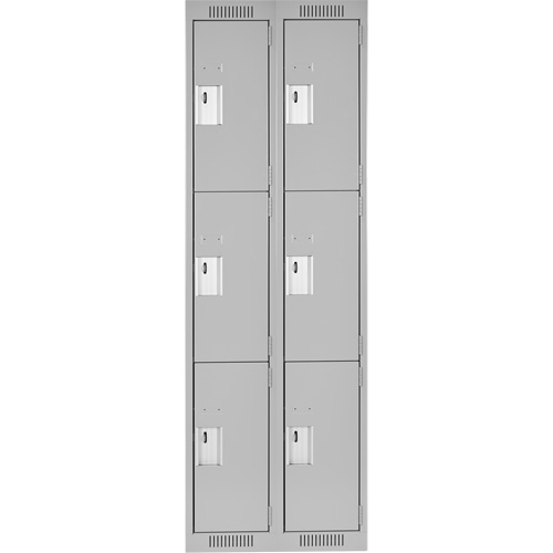 Clean Line Lockers, 3 -tier, Bank of 2, 24" x 18" x 72", Steel, Grey, Rivet (Assembled) Sécurité Médic