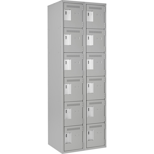 Clean Line Lockerettes, 6 -tier, Bank of 2, 24" x 18" x 72", Steel, Grey, Rivet (Assembled) Sécurité Médic