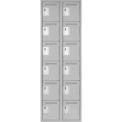 Clean Line Lockerettes, 6 -tier, Bank of 2, 24" x 18" x 72", Steel, Grey, Rivet (Assembled) Sécurité Médic