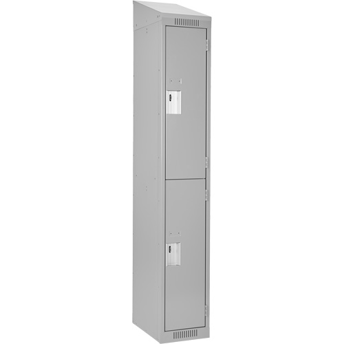 Clean Line Lockers, 2 -tier, 12" x 18" x 78", Steel, Grey, Rivet (Assembled) Sécurité Médic