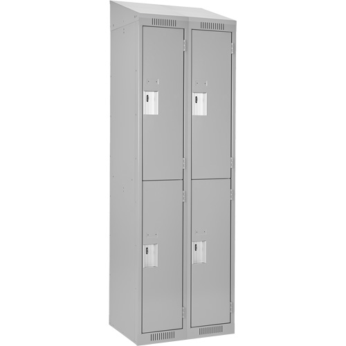 Clean Line Lockers, 2 -tier, Bank of 2, 24" x 18" x 78", Steel, Grey, Rivet (Assembled) Sécurité Médic