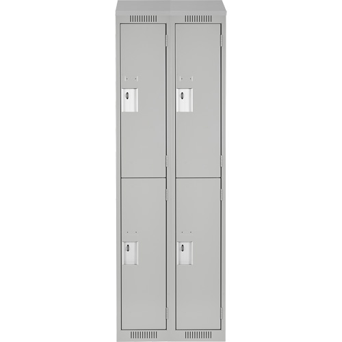 Clean Line Lockers, 2 -tier, Bank of 2, 24" x 18" x 78", Steel, Grey, Rivet (Assembled) Sécurité Médic
