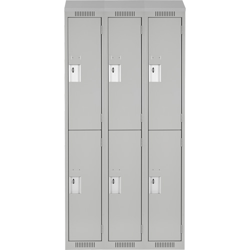 Clean Line Lockers, 2 -tier, Bank of 3, 36" x 18" x 78", Steel, Grey, Rivet (Assembled) Sécurité Médic
