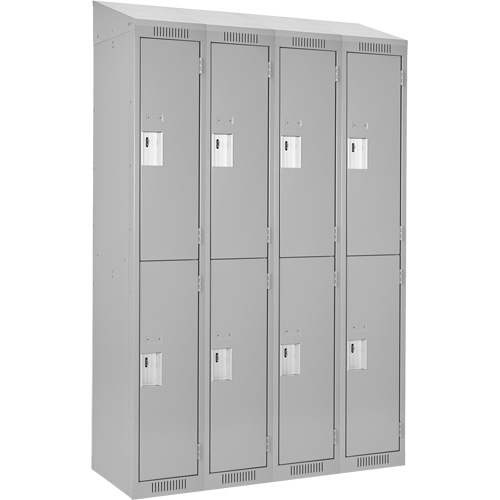 Clean Line Lockers, 2 -tier, Bank of 4, 48" x 18" x 78", Steel, Grey, Rivet (Assembled) Sécurité Médic