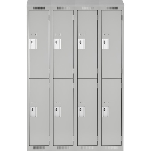 Clean Line Lockers, 2 -tier, Bank of 4, 48" x 18" x 78", Steel, Grey, Rivet (Assembled) Sécurité Médic