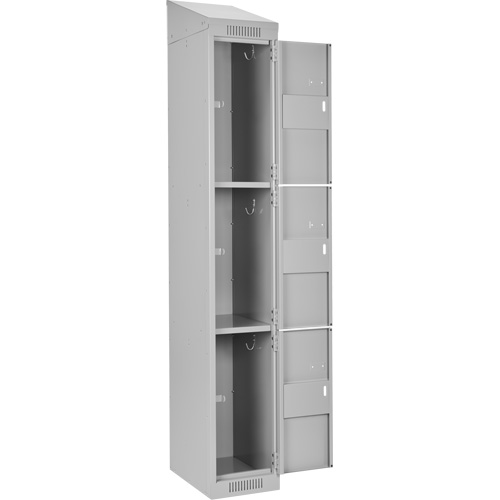Clean Line Lockers, 3 -tier, Bank of 4, 48" x 18" x 78", Steel, Grey, Rivet (Assembled) Sécurité Médic