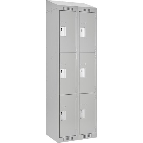 Clean Line Lockers, 3 -tier, Bank of 2, 24" x 18" x 78", Steel, Grey, Rivet (Assembled) Sécurité Médic