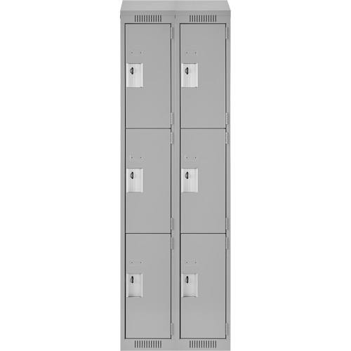 Clean Line Lockers, 3 -tier, Bank of 2, 24" x 18" x 78", Steel, Grey, Rivet (Assembled) Sécurité Médic