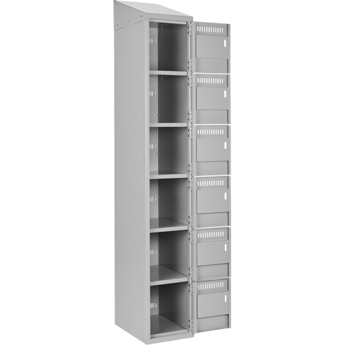 Petits casiers Clean Line, 6 niveaux, Bloc de 4, 48" x 18" x 78", Acier, Gris, Rivet (assembl&eacute;) Sécurité Médic