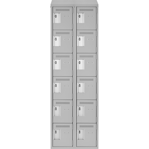 Clean Line Lockerette , 6 -tier, Bank of 2, 24" x 18" x 78", Steel, Grey, Rivet (Assembled) Sécurité Médic