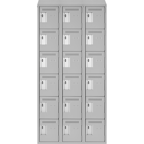 Clean Line Lockerette , 6 -tier, Bank of 3, 36" x 18" x 78", Steel, Grey, Rivet (Assembled) Sécurité Médic